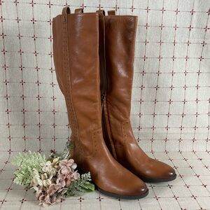 Sam Edelman Prina Studded Soft Brown Leather Knee High Riding Boots Sz 8.5 NWOB